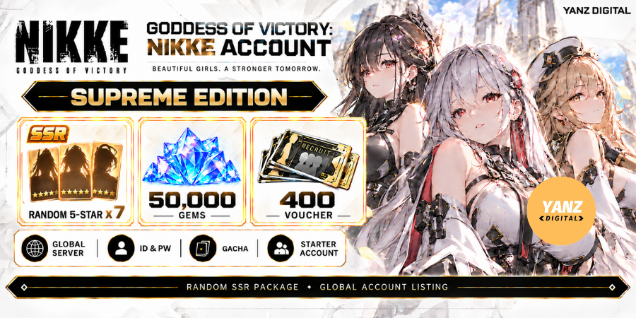[全球] 账号 胜利女神：妮姬 | 随机 5 星 x7 + 50000 宝石 + 400 代金券