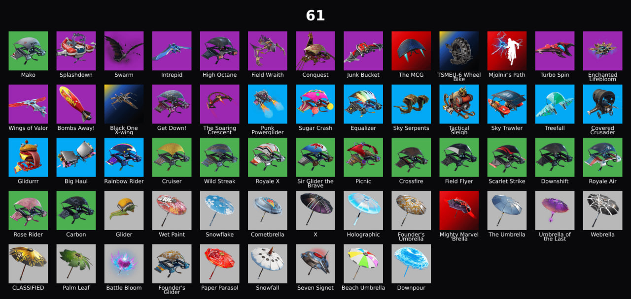 PC, PSN, XBOX 73款皮肤 FA - STW - Sparkle Specialist - Reaper, Sky Stalker, Charlotte, Rust Lord, Fable, Thor - Floss - Take the L - MA